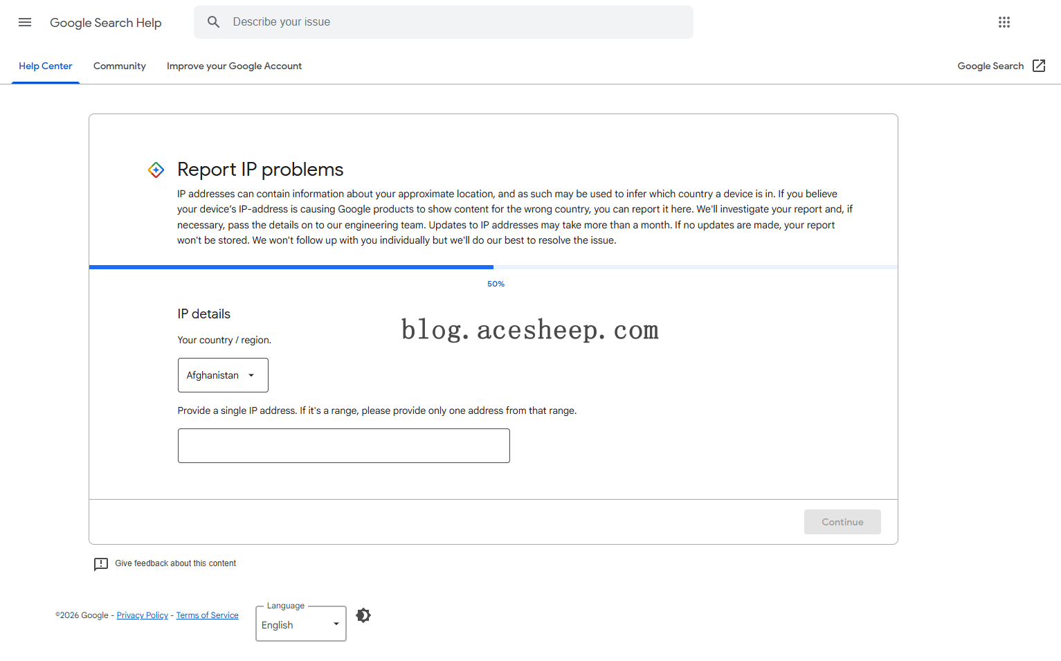 Google 报告 IP 问题