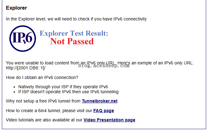 未使用 IPv6 访问会提示错误