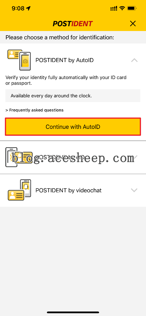 选择 AutoID 继续