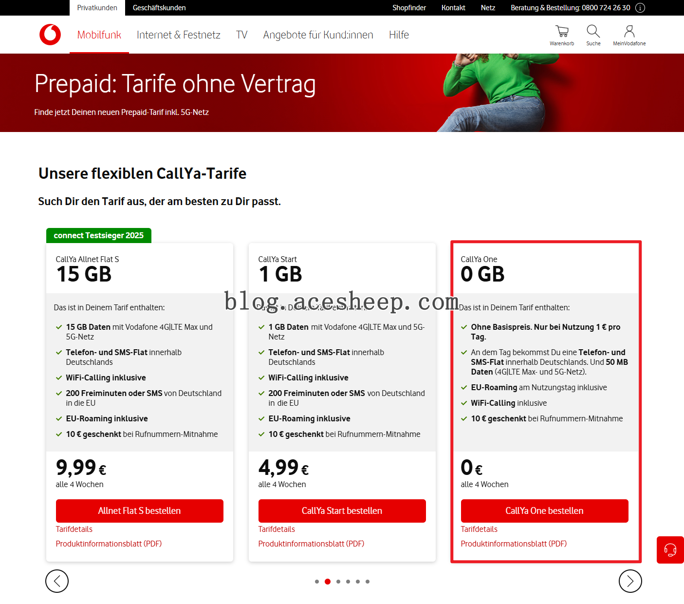 Prepaid: CallYa 套餐