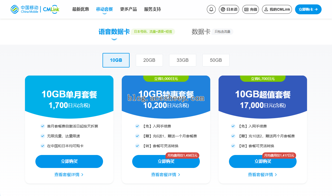 CMLink JP 套餐