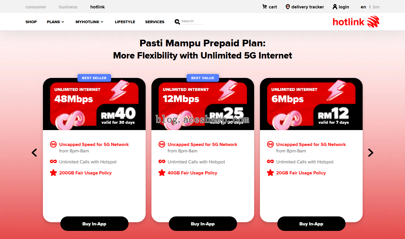 Hotlink Prepaid 套餐