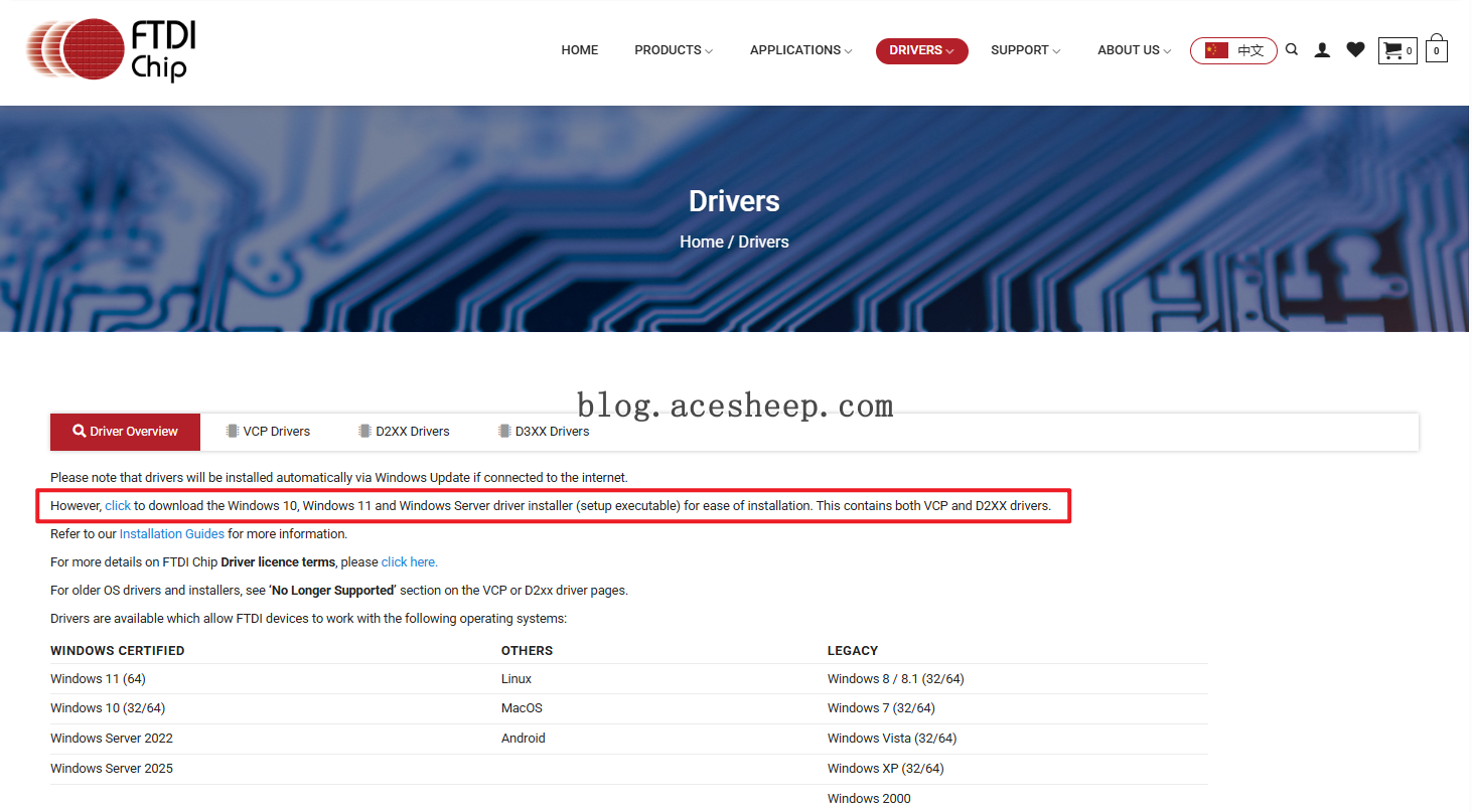 2 小时前 FTDI Chip Driver 下载页面